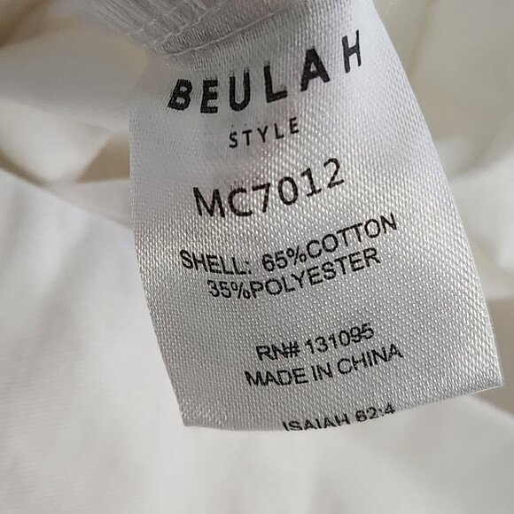 Beulah Wide Leg High Waisted Pleated Front Pants Size L White Cotton Blend - Picture 6 of 6